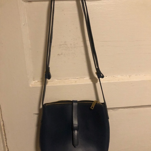 Navy Leather Crossbody Bag - Picture 2 of 4